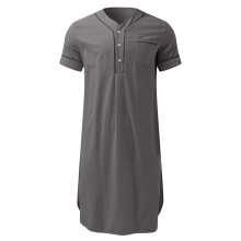 Islamic Nightgown For Gentlemen Airy Short Design-Gray XL