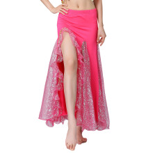 Dancing Skirt Belly Dance Outfit,Sequins Slit Flowy Maxi-Rhodo