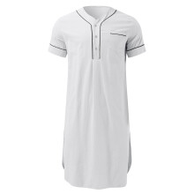 Short Sleeve Islamic Sleepshirt For Men Breathable-White L