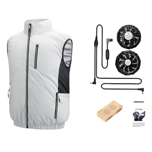 Kühlweste, Jacke mit 2 Ventilatoren,-Grau XXXL