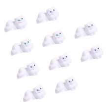 10 Stück niedliche Miniatur-Katzen-Skulpturen,-blauäugige Katze