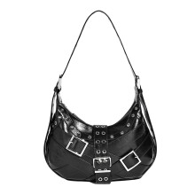 Fashion Crocodiles Texture Mini Handbag Elegant Moon-Black