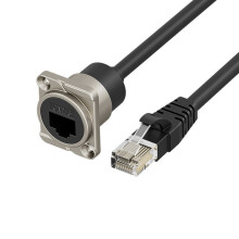 Alloy D Shape RJ45 Ethernet Port Cat6 RJ45 Coupler-Silver 2m