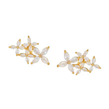 Funkelndes Zirkon-Blumen-Clip-on-Ohr-Zubehör für FreeClip 1-Gold