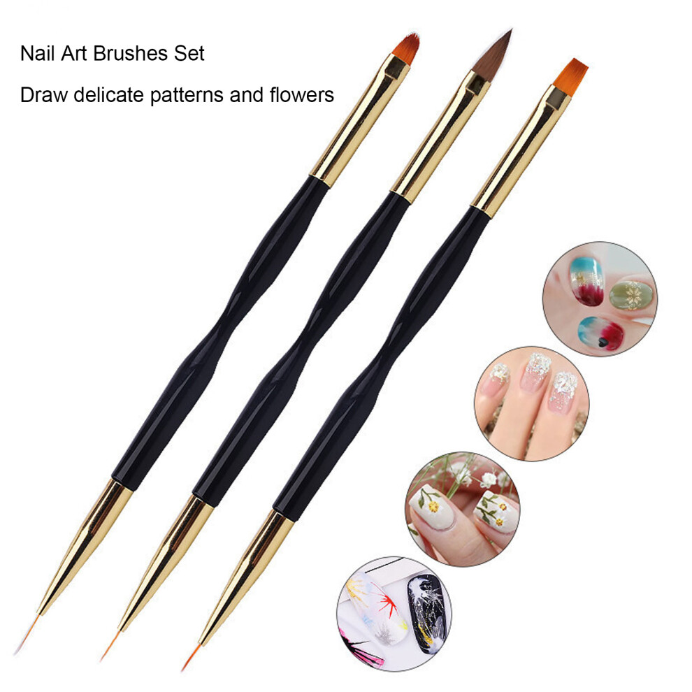 3Pcs Nail Art Liner and Pattern Brushes
