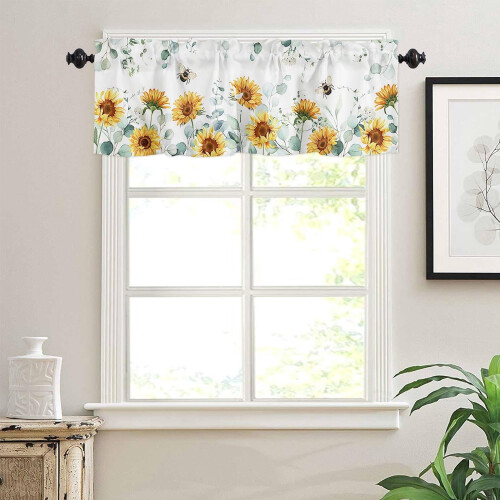 Fenstergardine mit Blumenmuster, 137 x 46 cm, Polyester 1