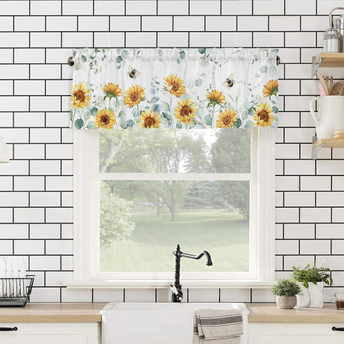 Fenstergardine mit Blumenmuster, 137 x 46 cm, Polyester 2