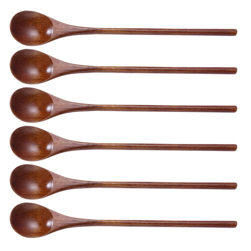6-teiliges Set Honiglöffel aus Holz mit langem Griff 1
