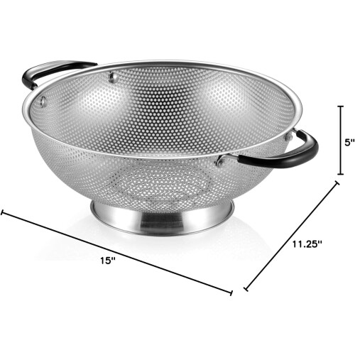 Colador de acero inoxidable de 5 cuartos de galón, microperforado. 2
