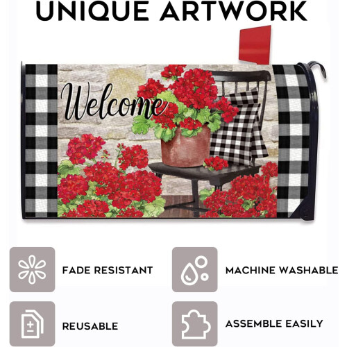 Capac pentru cutie poștală cu flori de geranium, 21x19in 2