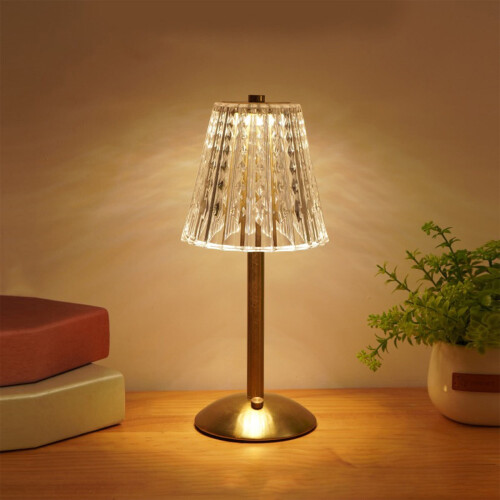 Luminária de mesa LED de cristal dourada 33cm 1
