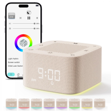 Machine à bruit blanc Bluetooth 3 en 1 : réveil, sons apaisants pour le sommeil (sans boucle), lampe de chevet, aide au sommeil pour adulte