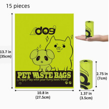 5-roll pack of biodegradable dog poop bags, eco-friendly garbage bags, thickened and leak-proof, suitable for pets' outdoor walks and travel.