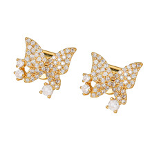 Shining Zircon Stone Butterfly Earphone Charms Compatible-Gold