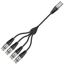 3Pin XLR Adapter Cable 1 Male 4 Female Gold Plated Contacts For