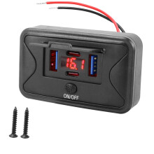 Vehicle Charging Power Adapter With 36W Type C And 18W USB-Red
