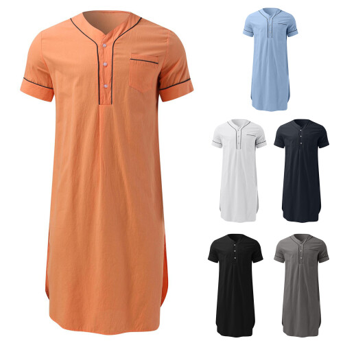 Breathable Polyester Islamic Nightgown For-light blue S 2
