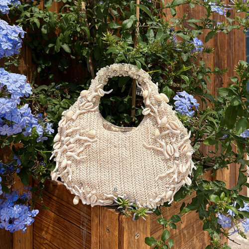 Elegante met schelpen versierde avondtas Luxe-Wit 2