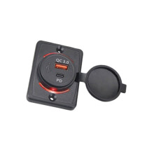 Waterproof USB Car Chargers Double Port QC3 0 & Type C-Red