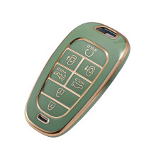 TPU Car Key Cover 7 Buttons Remote Key Fob Case Sleeve-Green