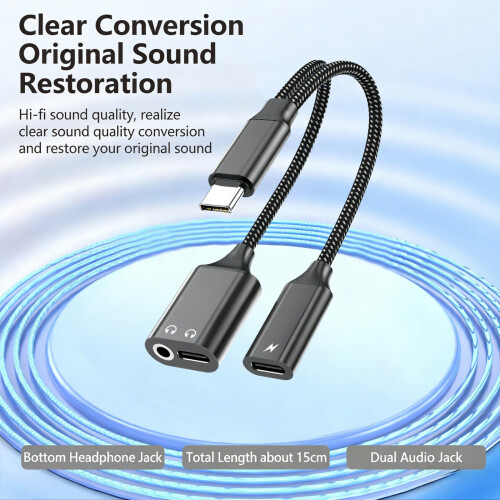 Compactly USB C To 3.5mm Headphone And Chargers Adapter-Grey 1