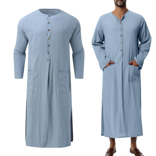 Stylish Middle Eastern Thobe with Pockets For Men-White L 2