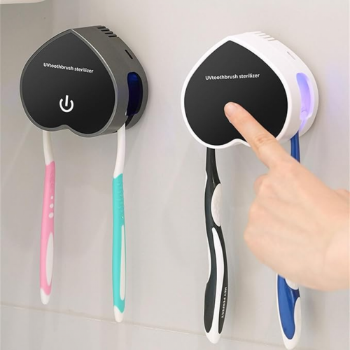 (Black) Sanitary toothbrush, germicidal, wall-mounted, auto-dry technology, space-saving bathroom accessory, ABS wall mount 2