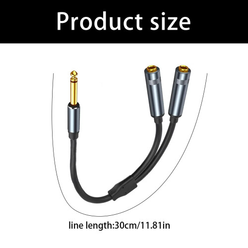 6.5mm 1 Input 2 Out Y Cable Amplifiers Microphones Connection 2