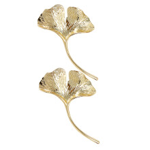 2Pcs Elegant Golden Ginkgo Leaf Brooch Pins for Women Coat Dress Pin