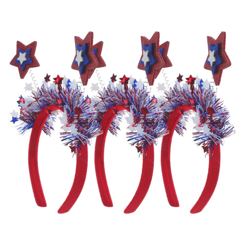 3Pcs Multi Glitter Felt Patriotic Headbands for Independence Day Decor