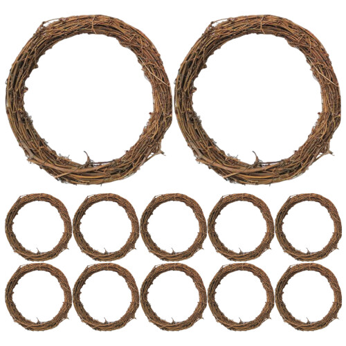 12Pcs Rustic Coffee Vine Twig Rattan Wreath Forms for Crafting
