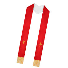 Lightweight Foldable Embroidered Priest Stole With-Red White