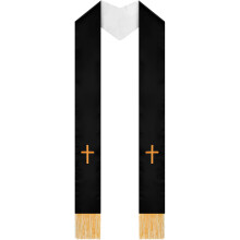 Priest Shawl 2 In 1 Pastor Stole Designed For-Black And White