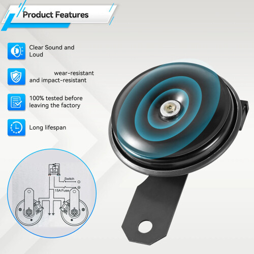 Heavy Duty 12V Auto Horn Set Rusts Proof Metal Material Auto 2