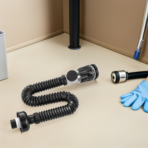 2Pcs Easy Install Black ABS Expandable Sink Drain with Popup Stopper 2
