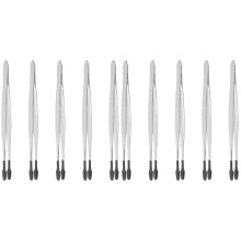 10St Compacte Rvs Tweezers Voor Beauty Crafting Met Rubber Grip