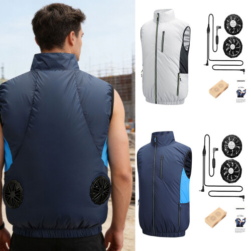 Kühlweste, Jacke mit 2 Ventilatoren,-Grau XXXL 2
