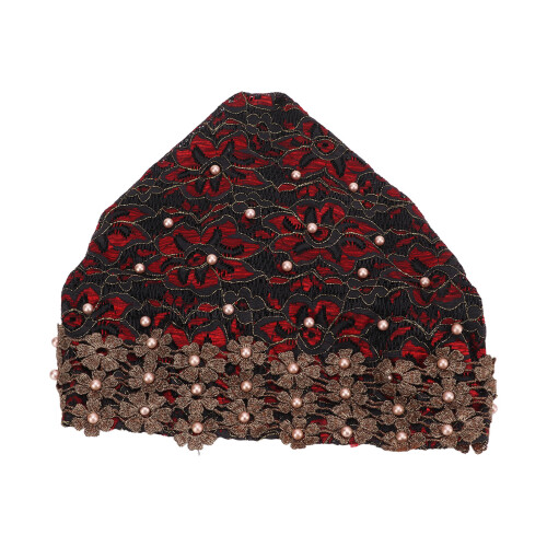 Turban brodé et orné de perles, taille unique 1