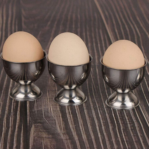 8X Egg Cups Set Stainless Steel Eggs Hard Boiled Eggs and Soft Tray Tool Holders Kitchen, Silver 2