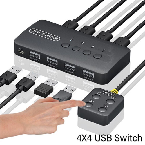4X USB  Shared Controller Adapter 4 Inputs 4 Outputs for Laptop Computer Printer Keyboard Mouse Monitor