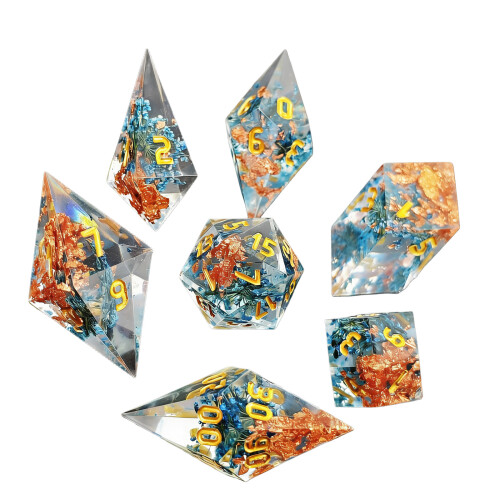 7Pcs Resin Multi-Sided Dices Different Size-specimen flower