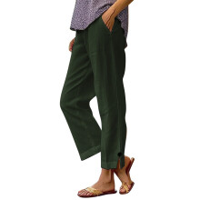 Women's Lightweight Polyester Pants High Waist-dark green M