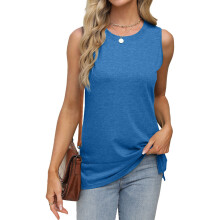 Women's loose-fitting, casual, flowy camisole top with-Blue M