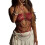 Eye Catching Multi-layer Handmade Red Beaded Body Chain Vest 1