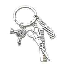 Creative Hair Stylists Keychain With Scissors Comb And Hair