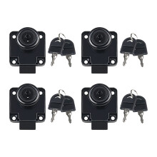 4Pcs Furniture Lock with Key Replacement Drawer Locks for-Black