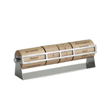 Minimalistischer, drehbarer Datumsständer aus Holz und-Silber