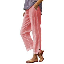 Fashionable Women's High Waist Stretch Cropped-Pink XXL