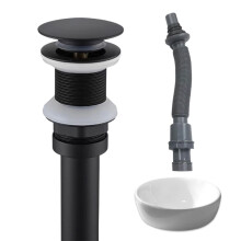 Sink Drain Stopper Push Button Sink Plug with-Black nonporous