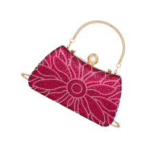 Funkelnde Strasssteine verzierte geometrische Handtasche-Rot